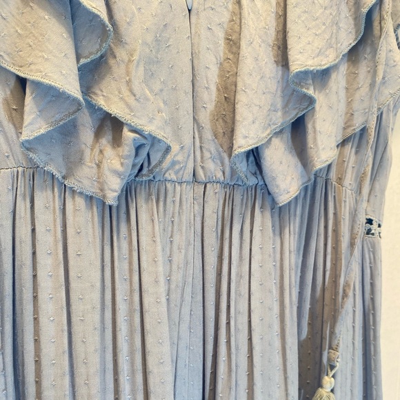 Simplee Tiered Ruffle Lace Inset Flounce Hem Maxi Peasant Dress - Picture 7 of 11